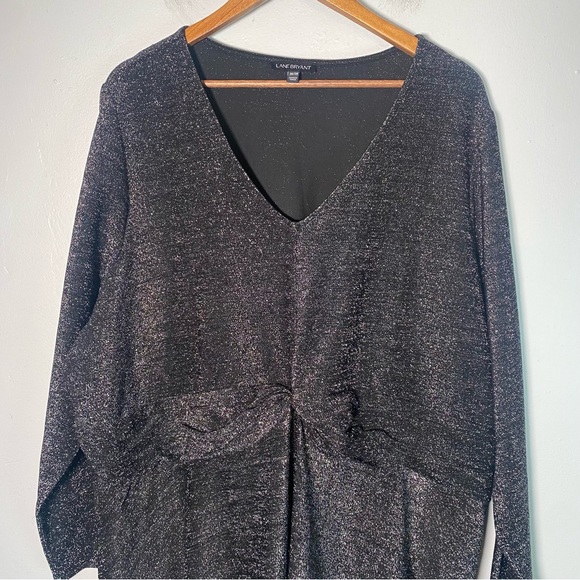 Lane Bryant Twist-Front Peplum Black Top Blouse Size 26/28 - Picture 4 of 8